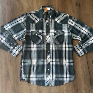 Roper western Snap Dark Green Plaid Button Down Shirt ! XL